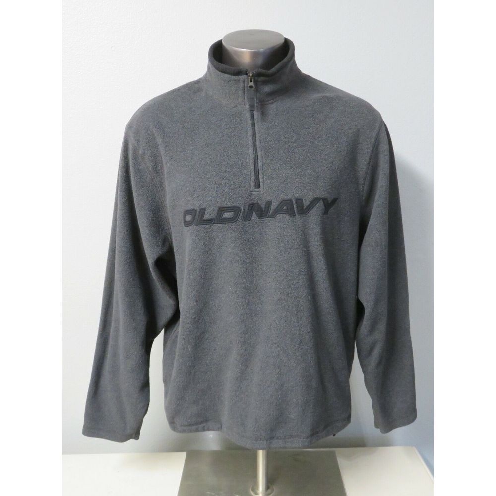 Mens Old Navy‎ Fleece Gray 1/2 Zip Long Sleeve Sweater Size 2XL XXL Spell Out
